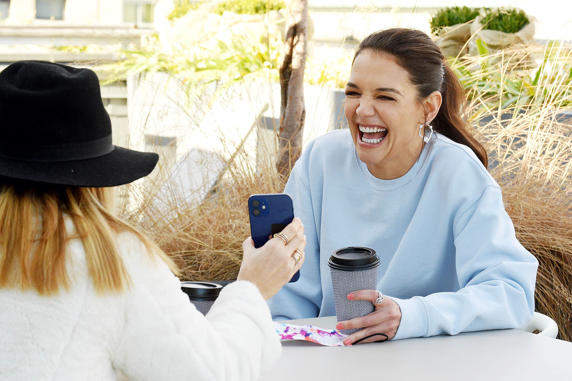 Katie Holmes Laughing With A Friend