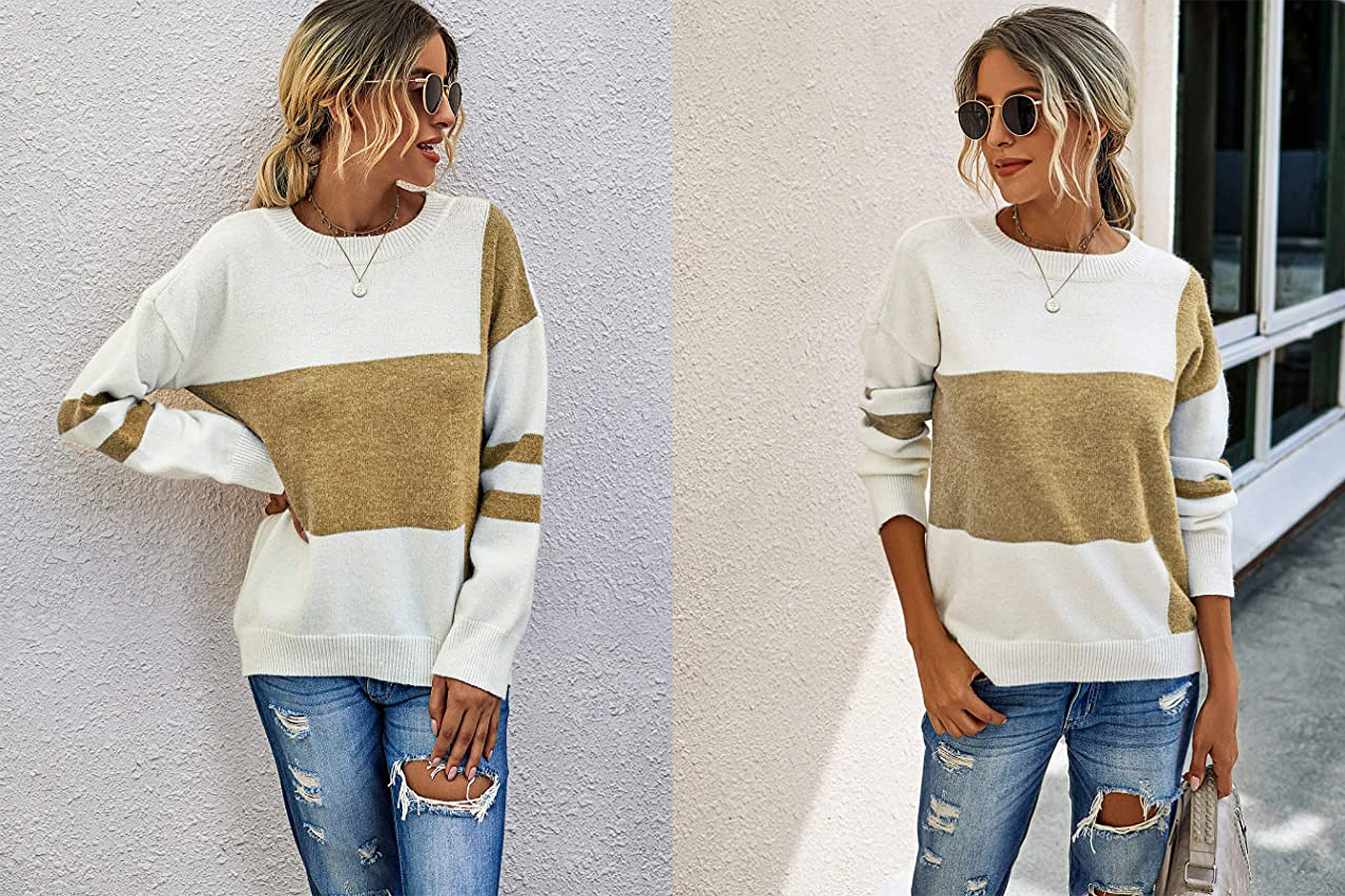 PRETTYGARDEN Women’s Casual Long Sleeve Knitted Color Block Sweater