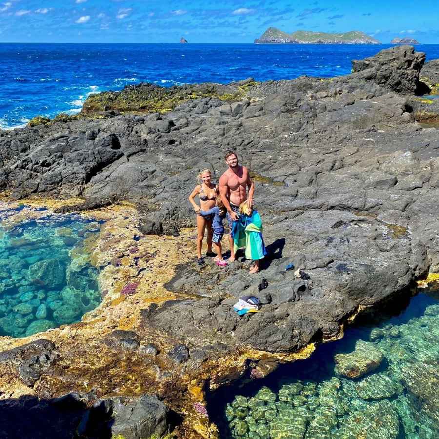 Chris Hemsworth Shows Off in Shirtless Snaps During Island Family Getaway Ahead of Thor Filming