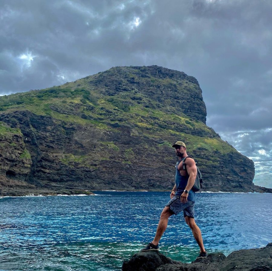 Chris Hemsworth Shows Off in Shirtless Snaps During Island Family Getaway Ahead of Thor Filming