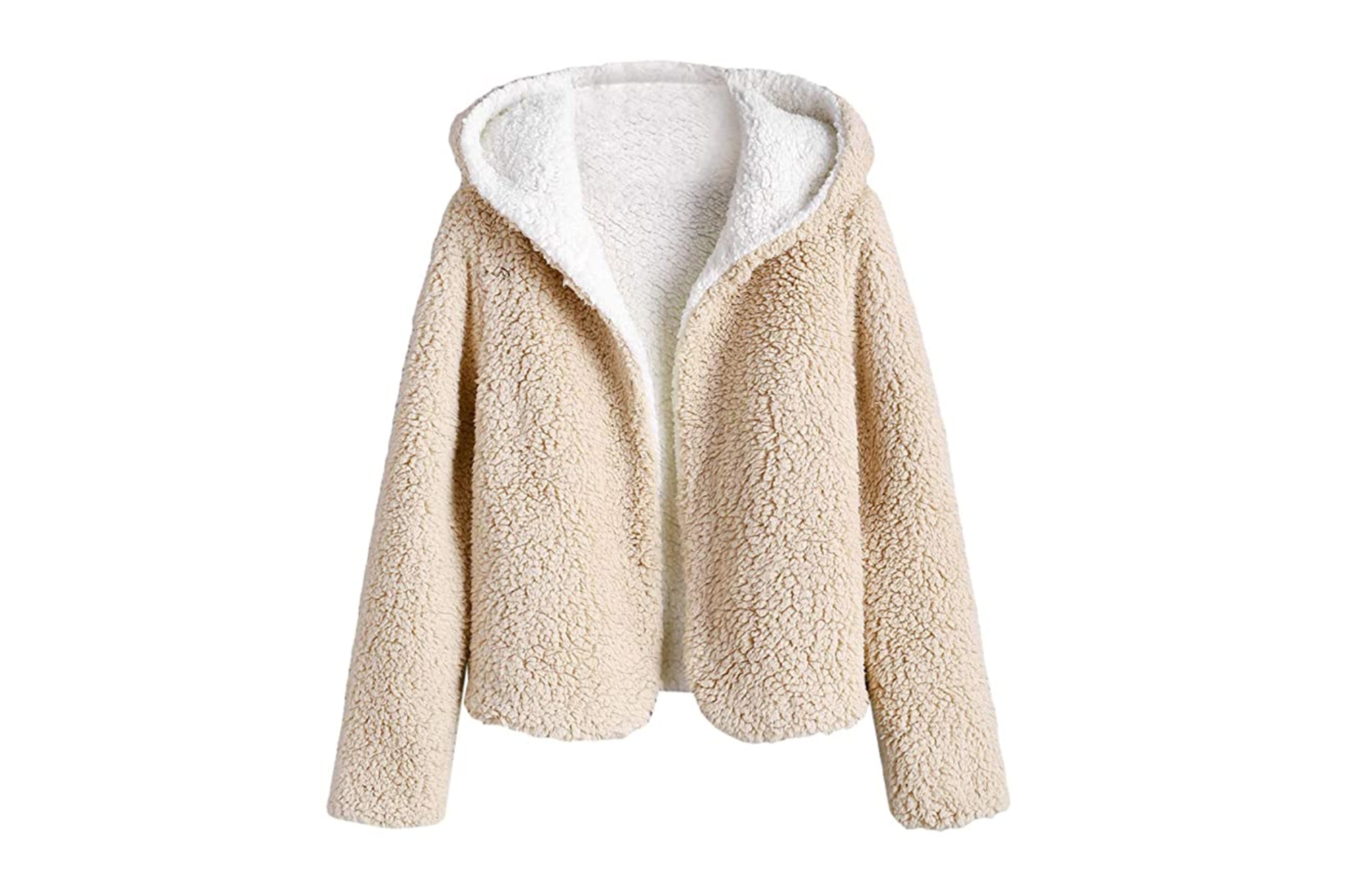 ZAFUL Women's Reversible Hooded Cropped Teddy Jacket