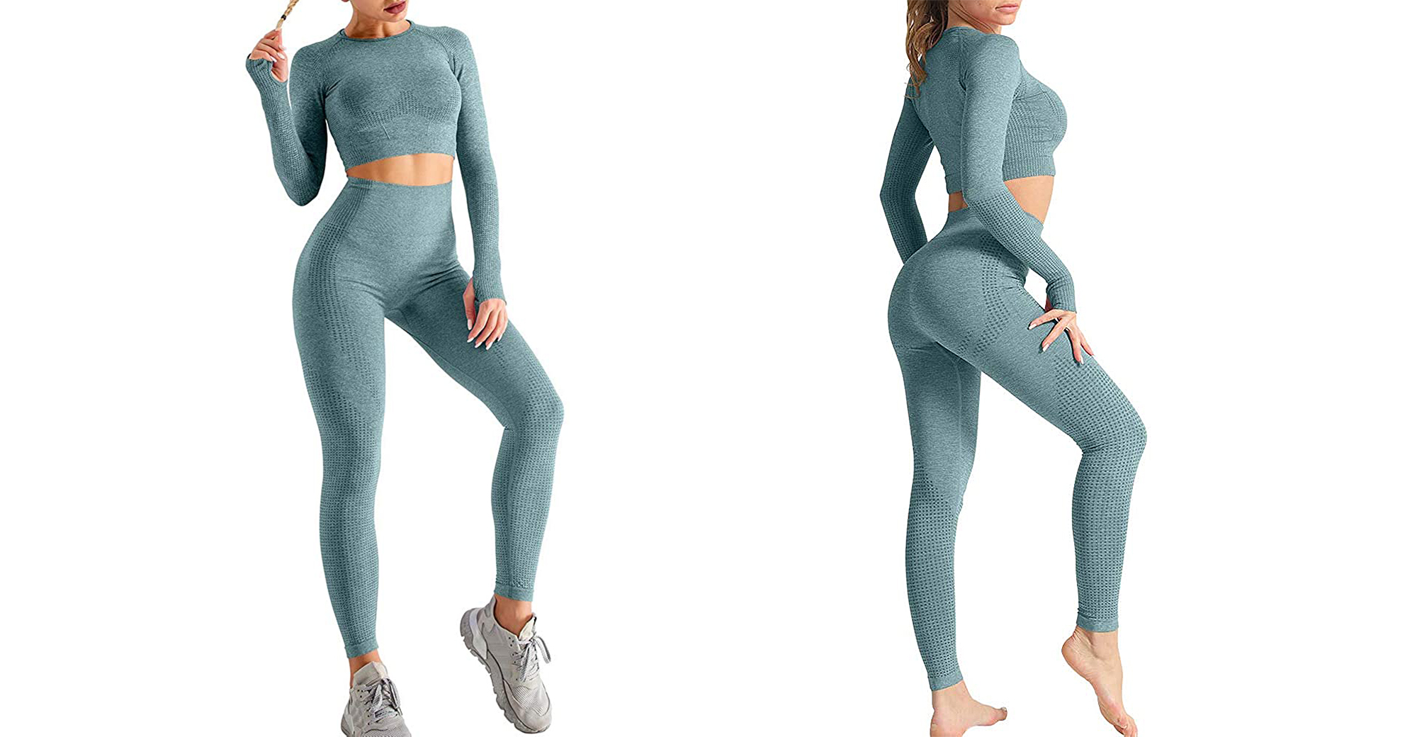 HYZ Seamless 2-Piece Outfits Workout Yoga Set