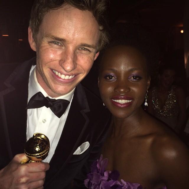 2015 Lupita & Eddie Golden Globes selfies