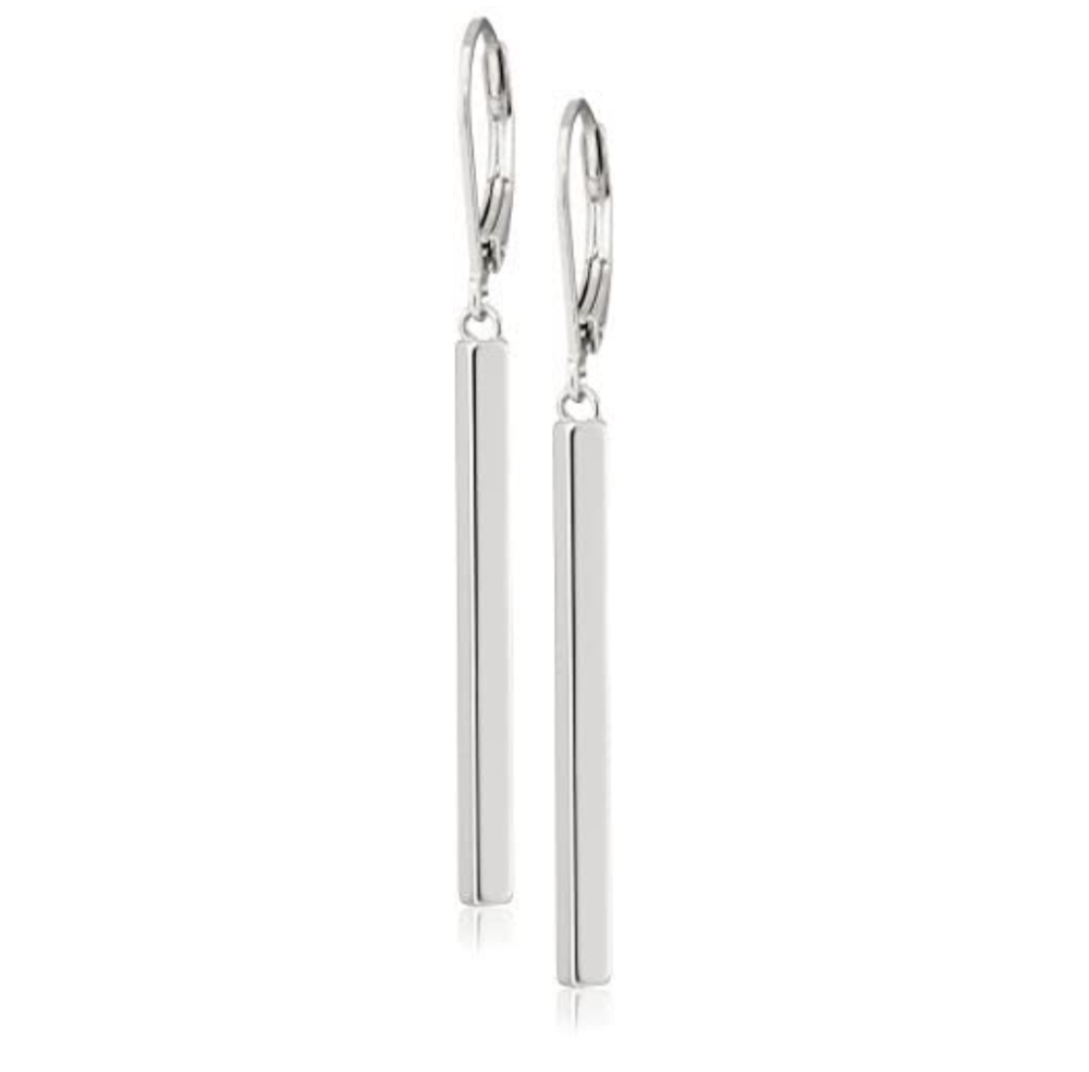 Amazon Collection Sterling Silver Vertical Bar Dangle Earrings