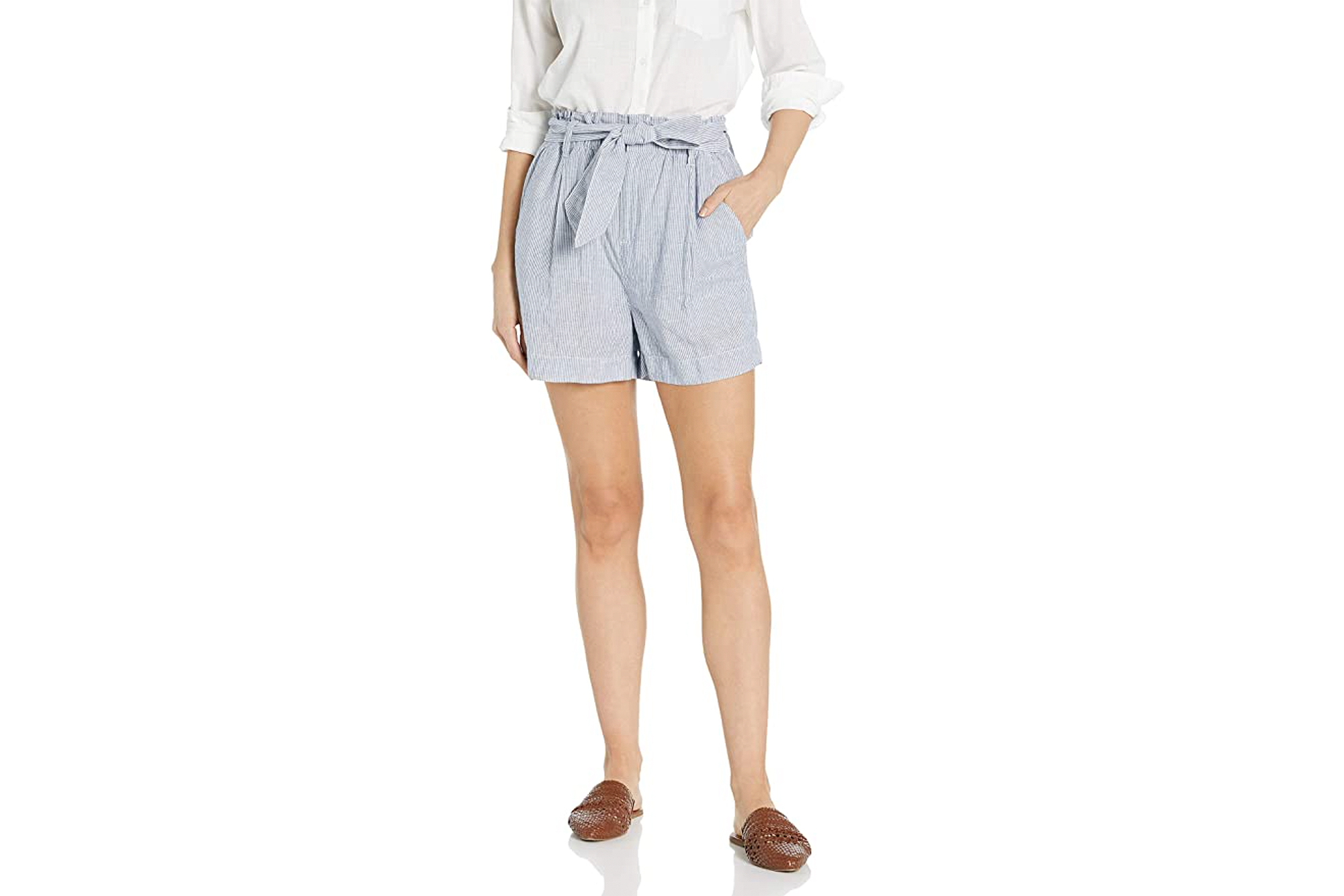 Goodthreads Women's Washed Linen Blend Paper Bag Waist Shorts