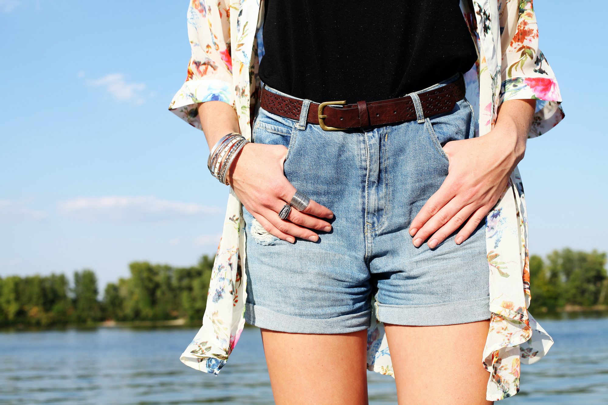 High-Waisted-Denim-Shorts-Stock-Photo