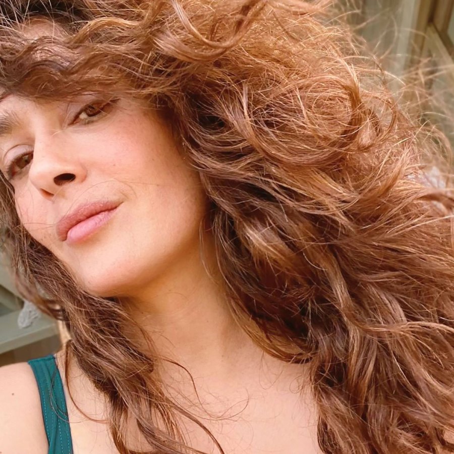 Salma Hayek, 54, Channels Farrah Fawcett in Makeup-Free Selfie