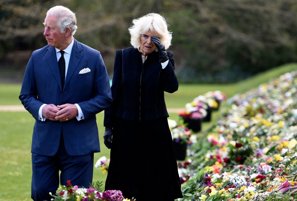 Prince Charles, Camila Pay Their Respects to Philip at Memorial Garden