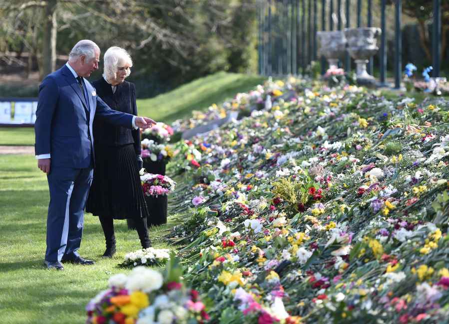 Prince Charles, Camila Pay Their Respects to Philip at Memorial Garden