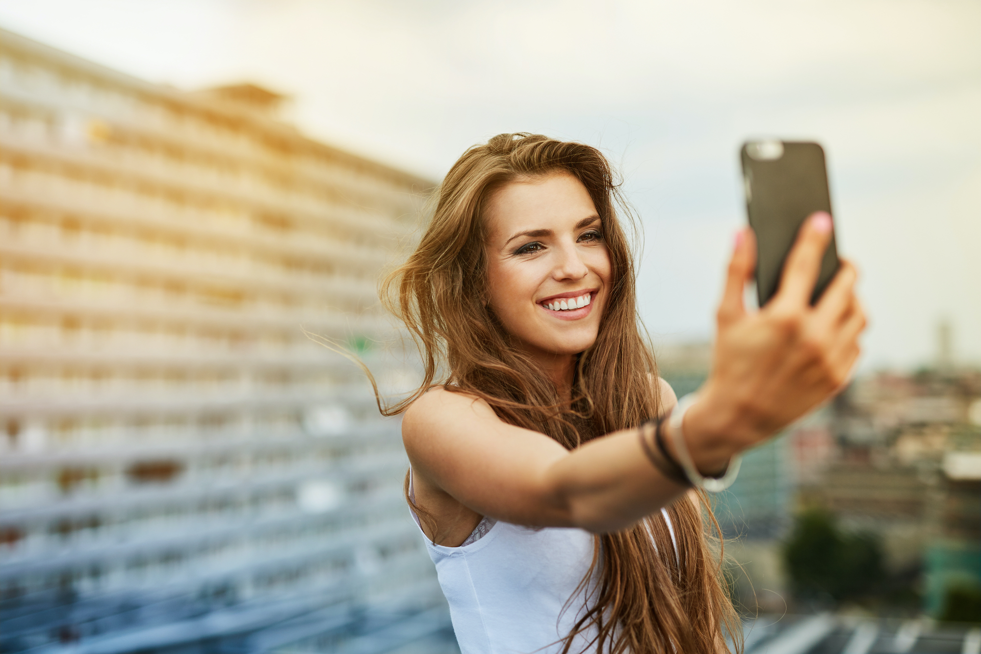 Woman-Taking-Selfie-Stock-Photo