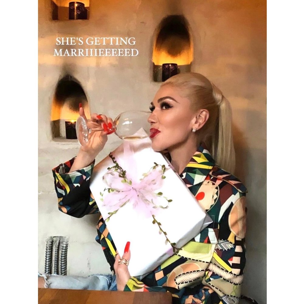 Gwen Stefani Sips Wine During Her Bridal Shower