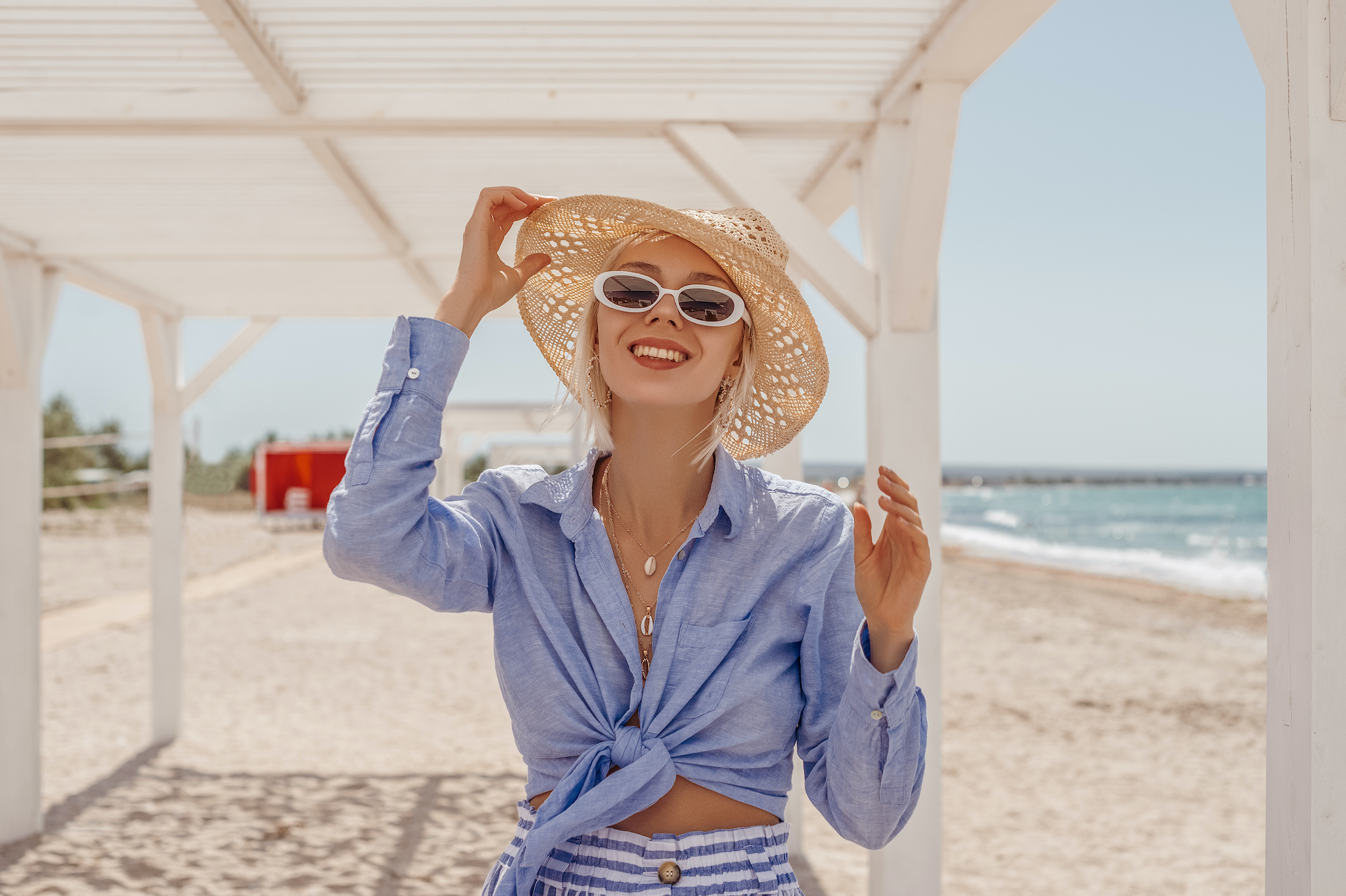 Woman-Linen-Summer-Clothing-Stock-Photo