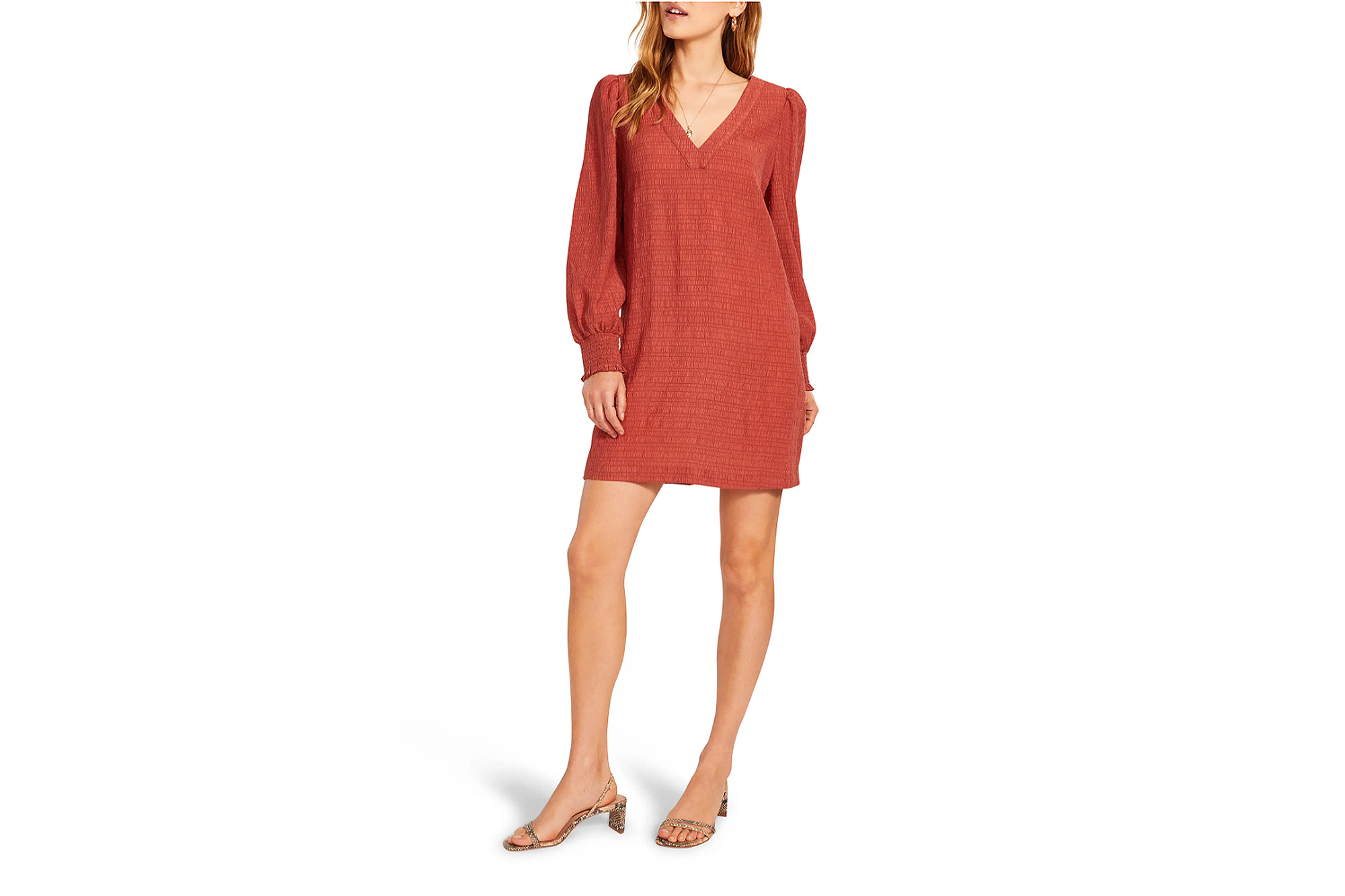 BB Dakota x Steve Madden Ruston Textured Long Sleeve Shift Minidress