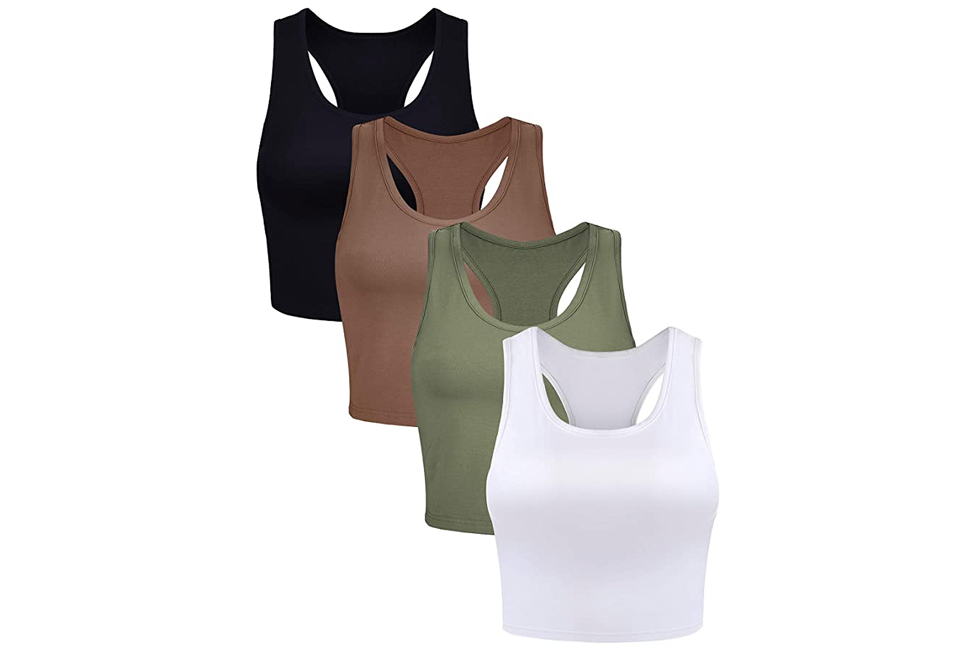 Boao 4 Pieces Basic Crop Racerback Tank Tops