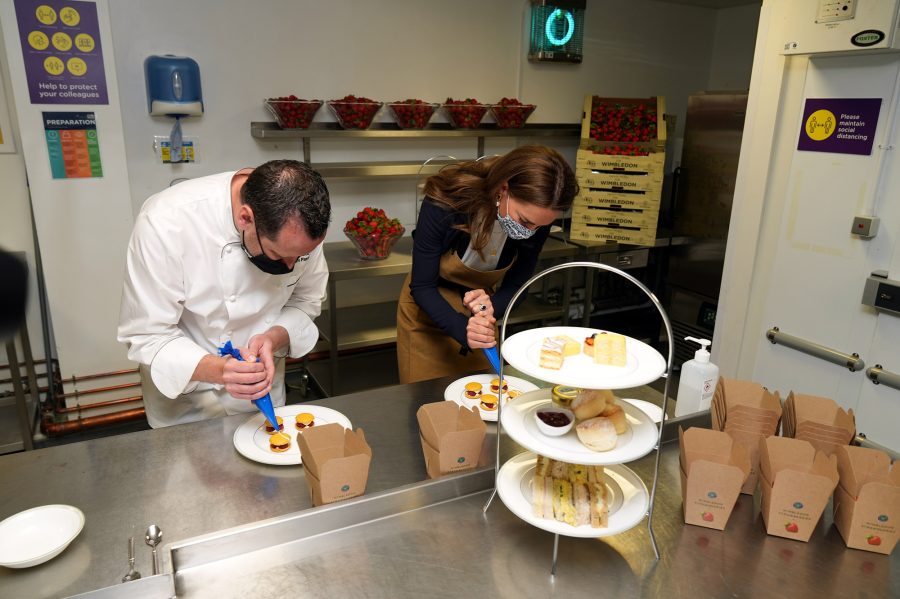 Duchess Kate Helps Makes a Strawberry Cake at the Wimbledon Championships