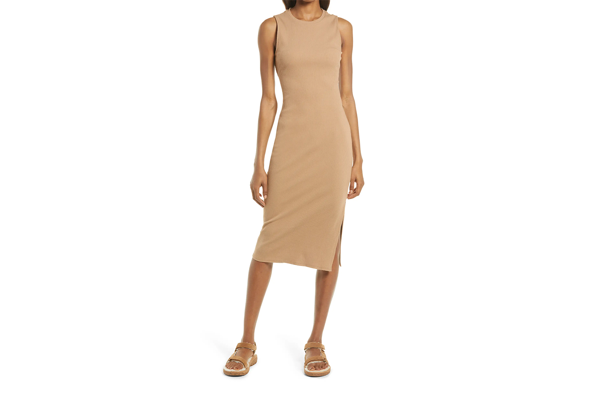Treasure & Bond Rib Cutout Cotton Stretch Midi Dress