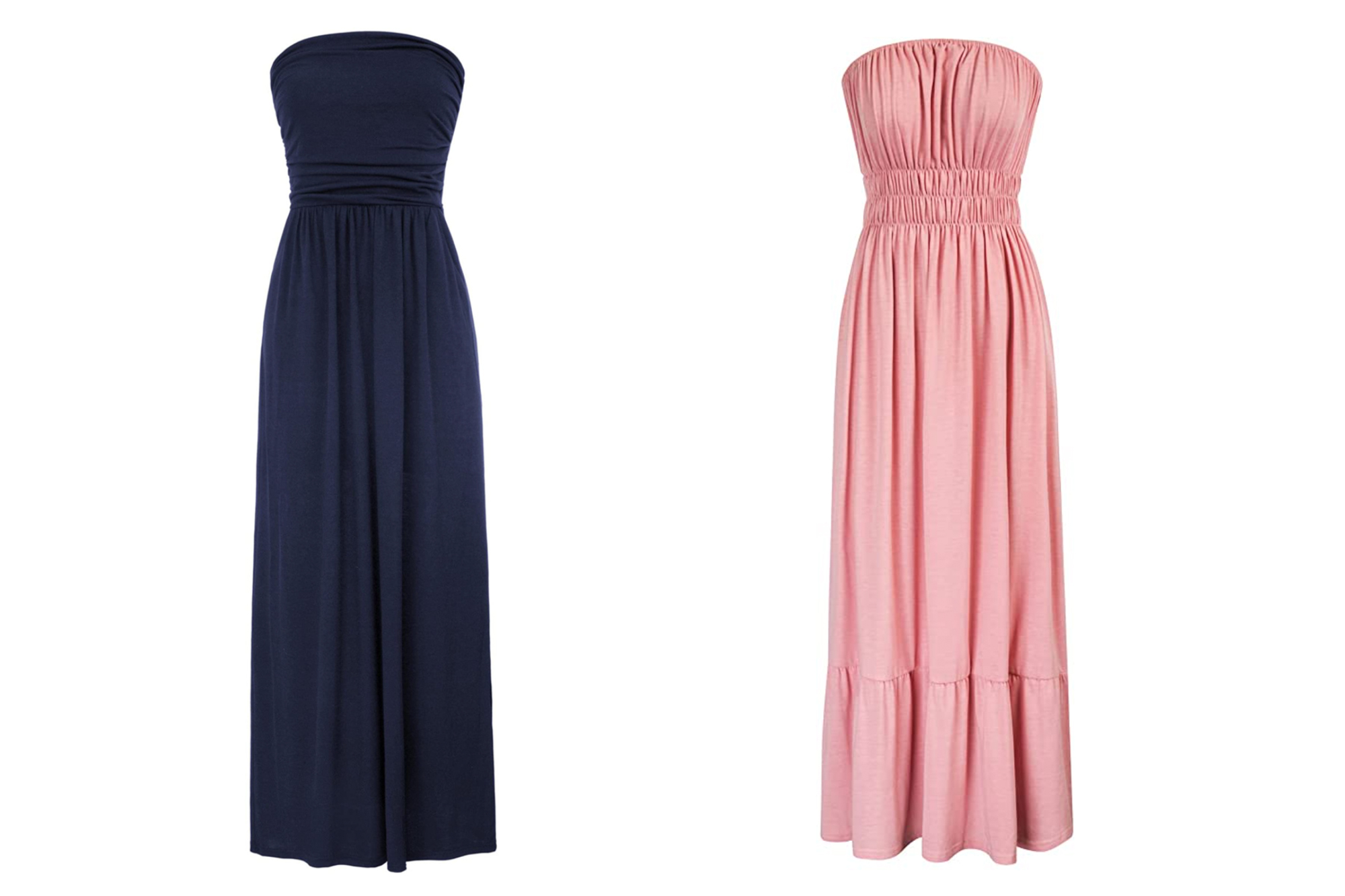 GRACE KARIN Women's Strapless Casual Loose Ruched Long Maxi Dress
