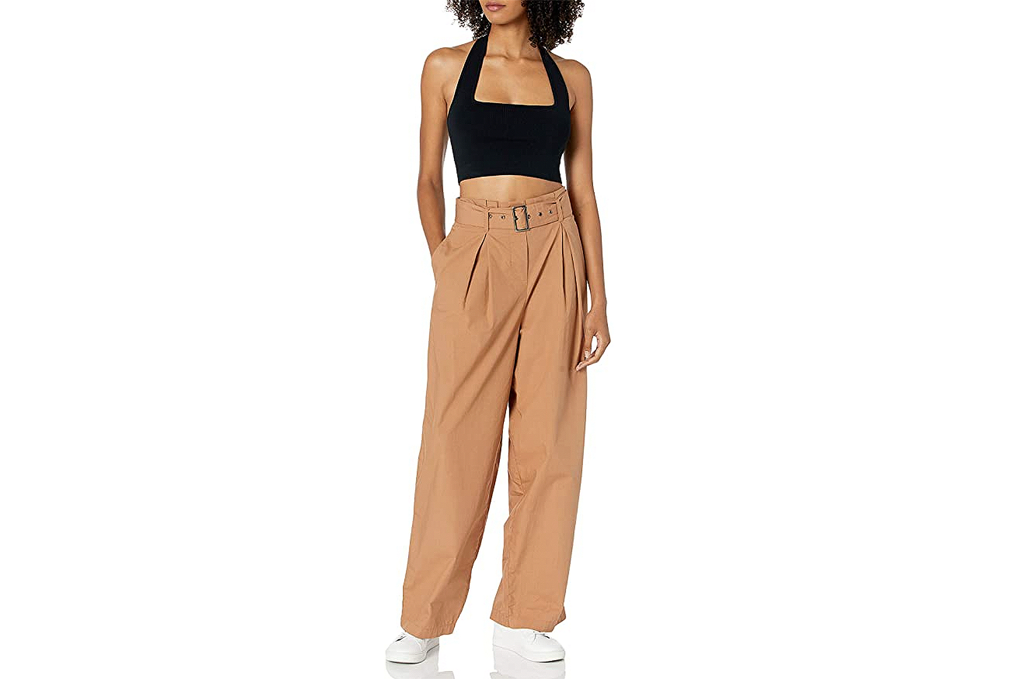 The Drop Women's Greta Fitted Square Neck Halter Sweater Bralette