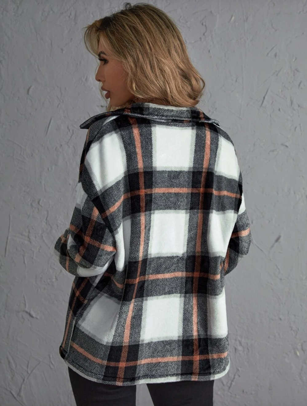 Plaid Print Drop Shoulder Jacket