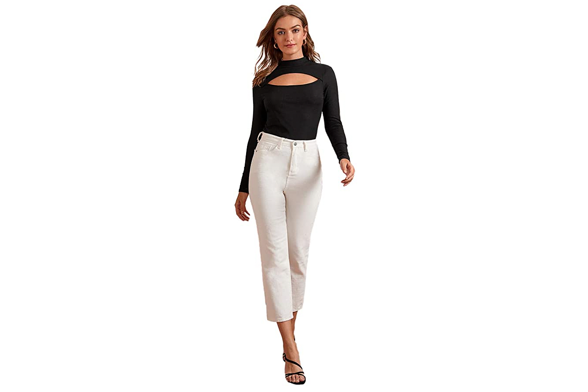 SweatyRocks Women's Cut Out Long Sleeve Slim Fit Top