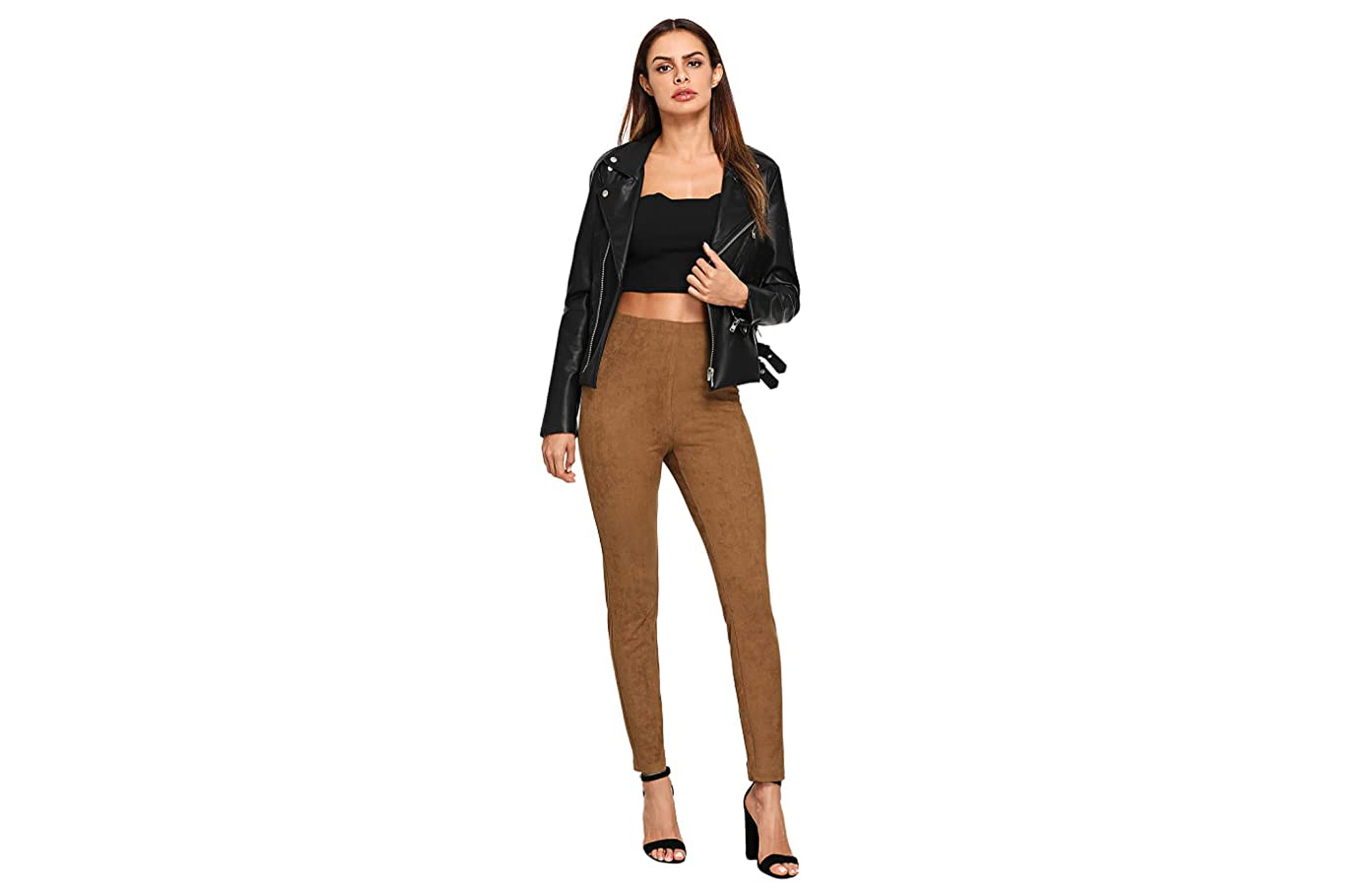 SweatyRocks Women's High Waisted Soft Suede Leggings