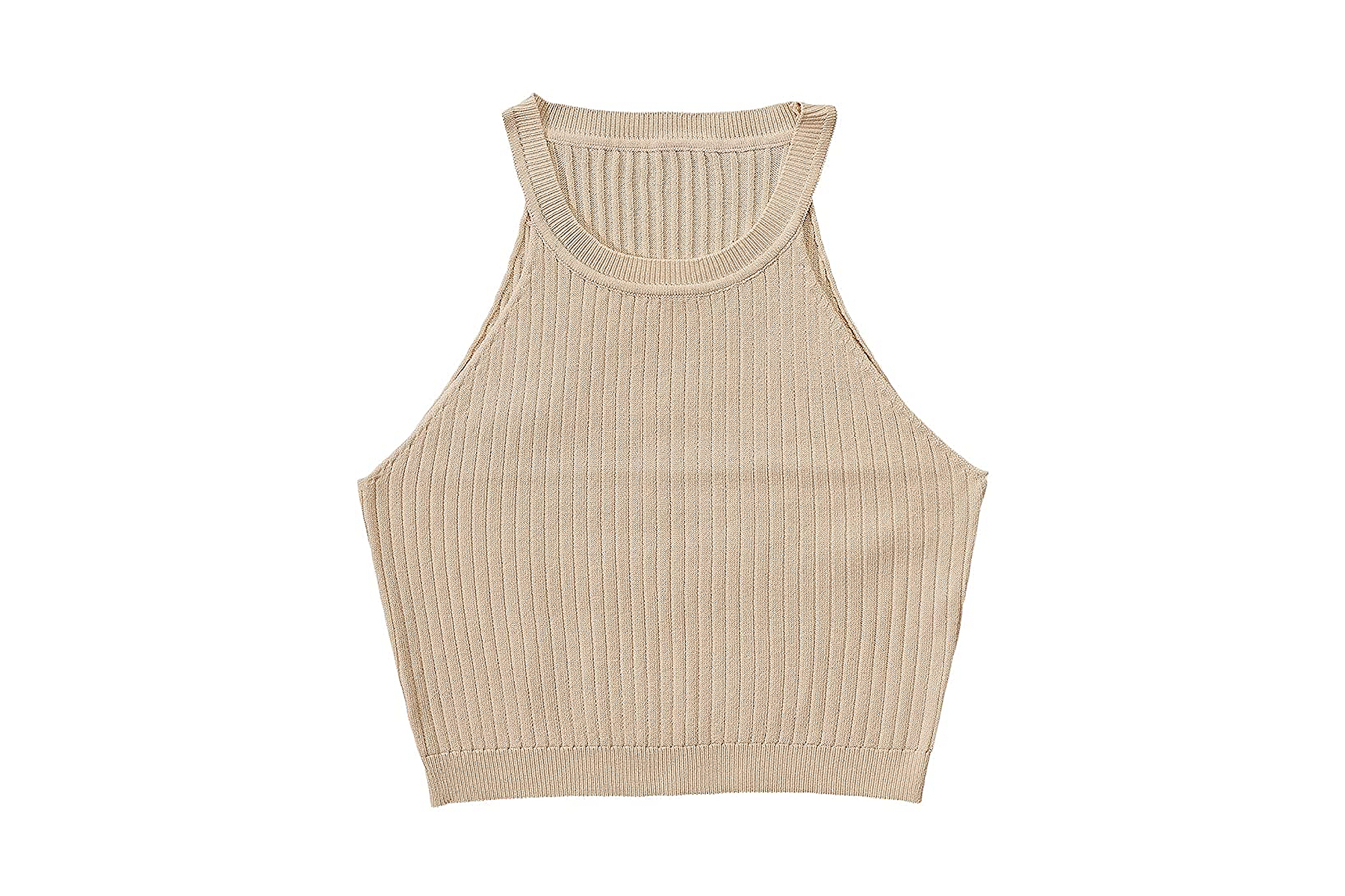 SweatyRocks Women's Knit Crop Ribbed Halter Tank Top