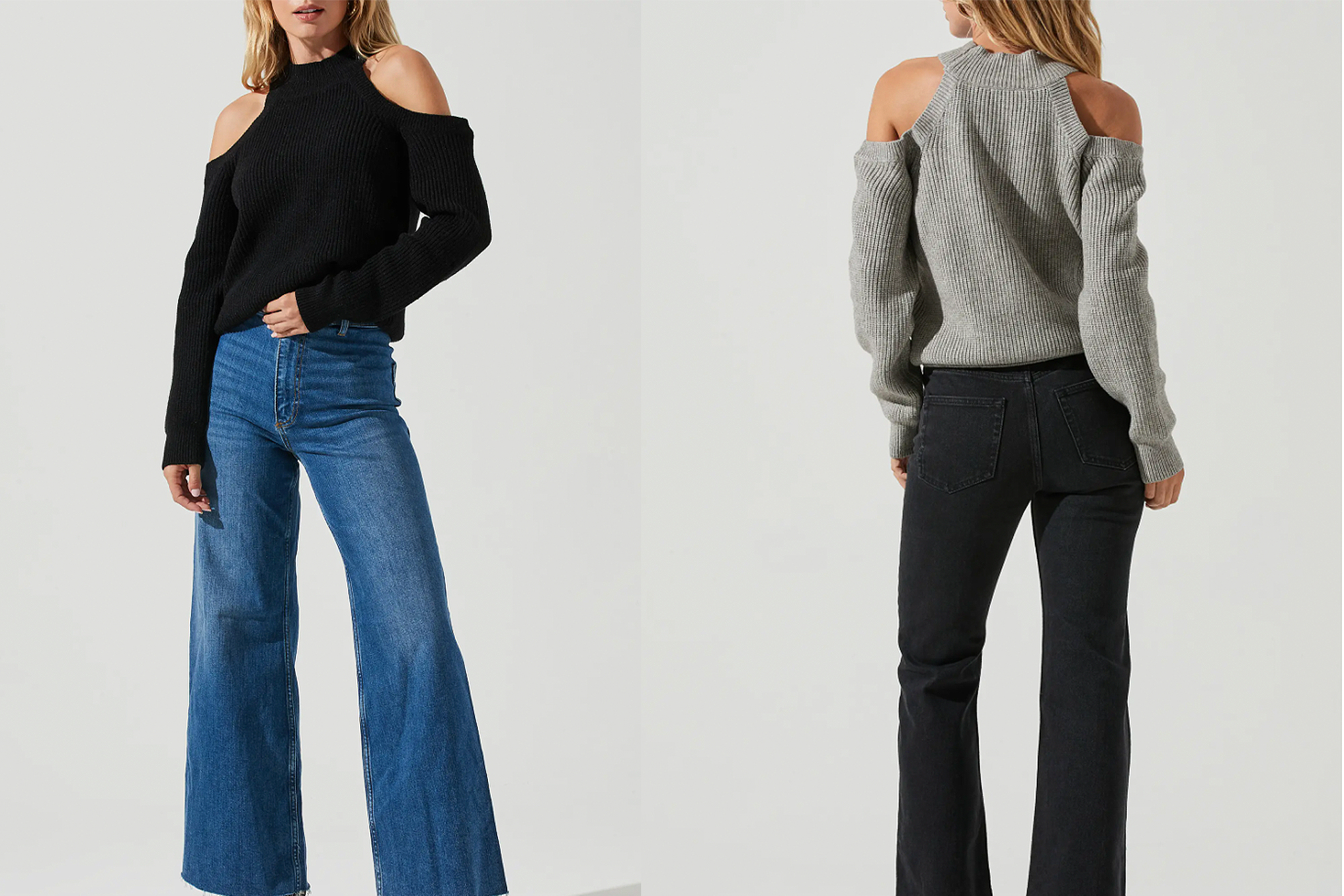 ASTR the Label Cold Shoulder Mock Neck Sweater