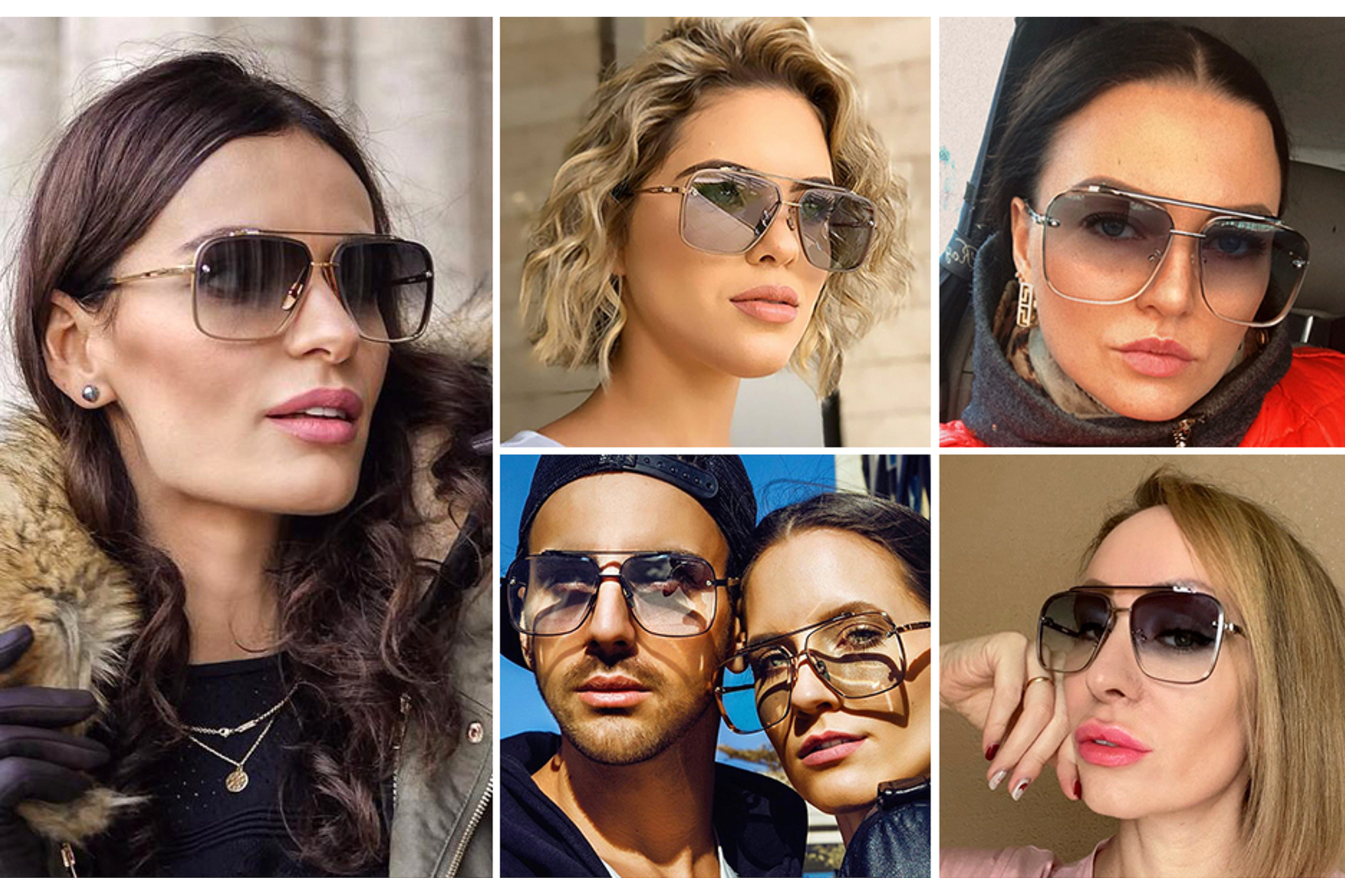 Gtand Trendy Square Aviator Gradient Sunglasses
