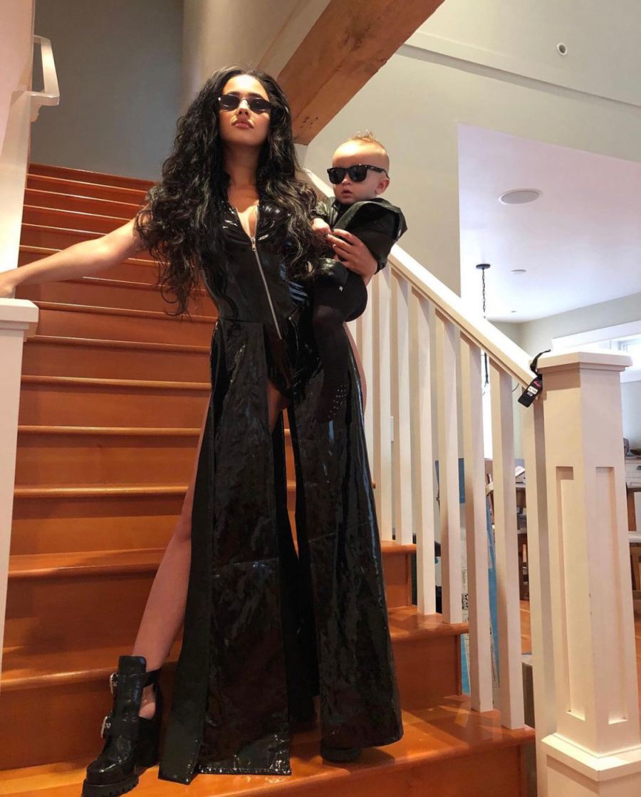 Vanessa Morgan and son on Halloween