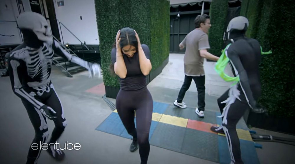 Kim Kardashian Gets Scared While Walking Through a Haunted House for ‘The Ellen DeGeneres Show’