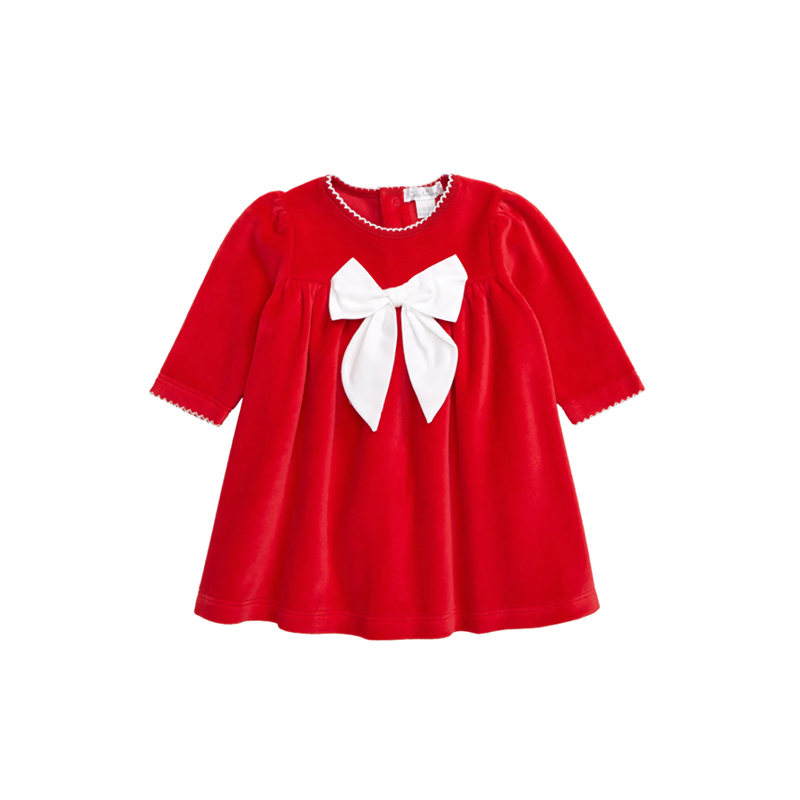 Kissy Kissy Bow Long Sleeve Velour Dress