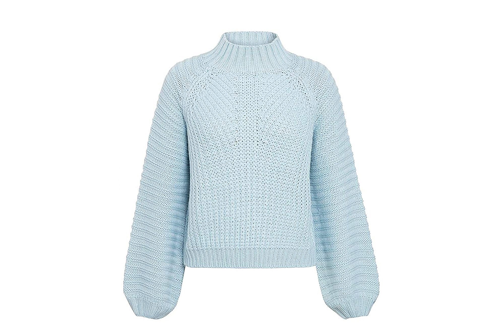 Miessial Women's Cable Knit Lantern Sleeve Sweater
