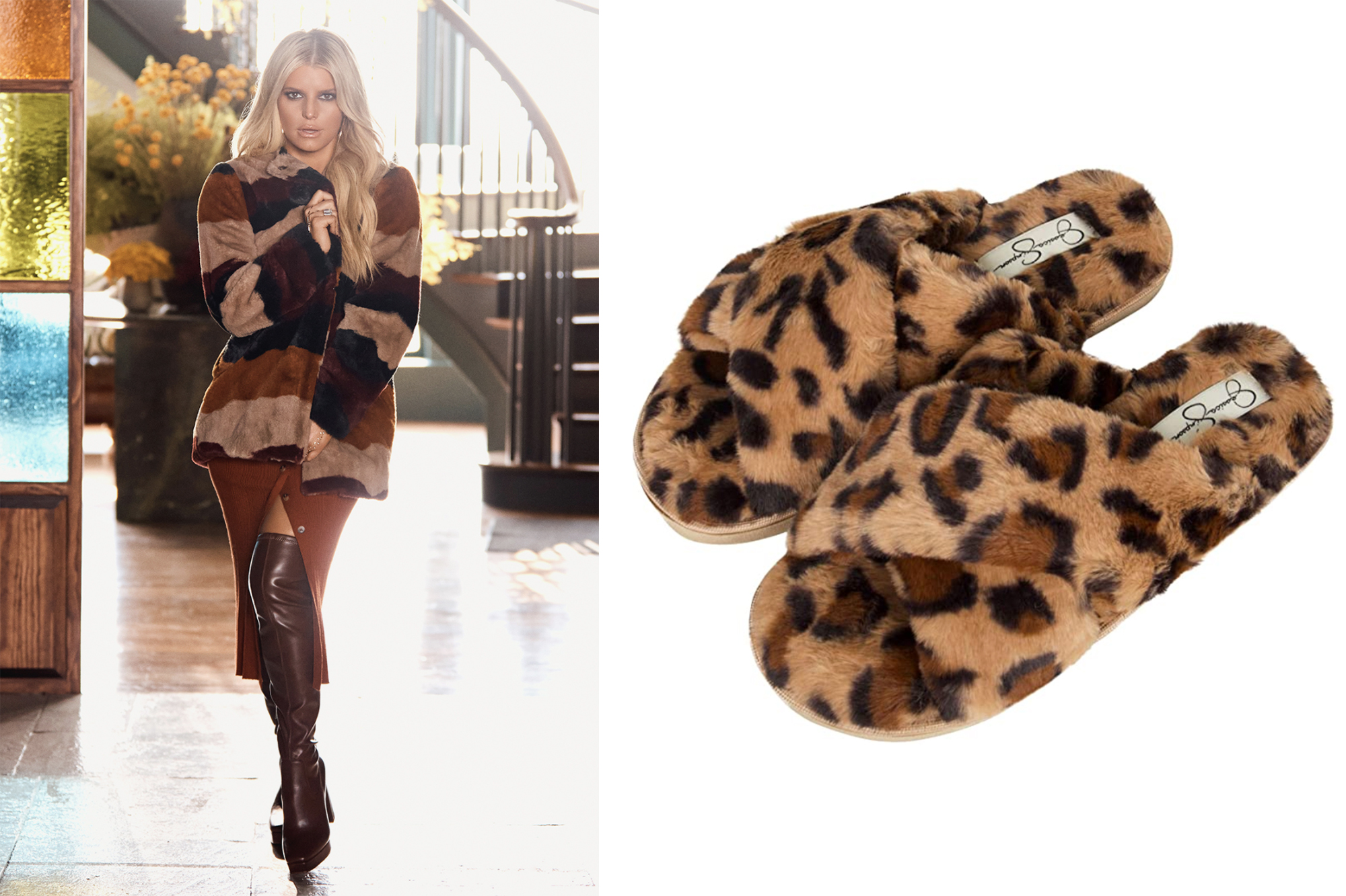 Jessica Simpson Women's Cross Band Plush Slide-on House Slippers
