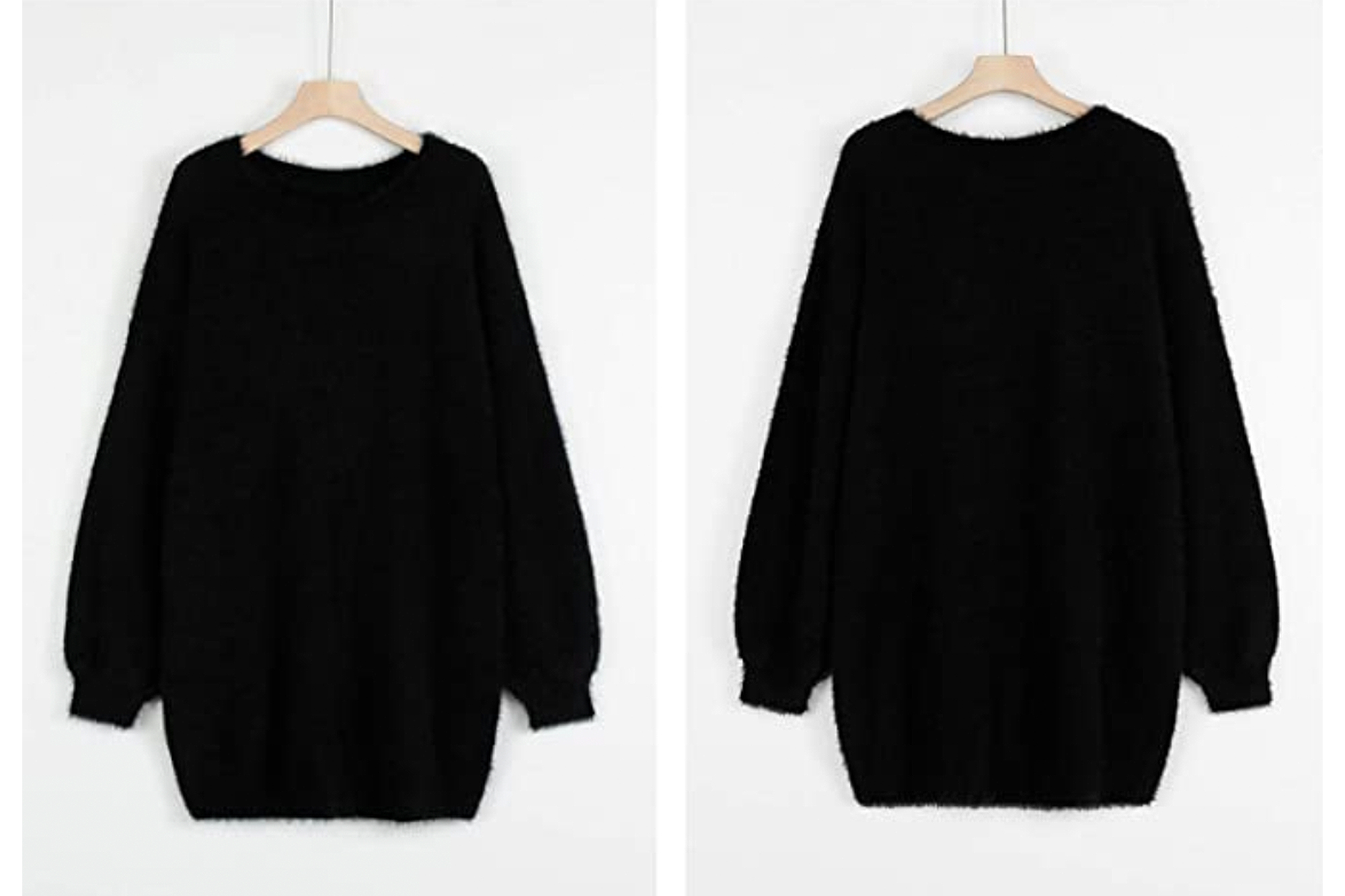 Meenew Women's Furry Crewneck Oversized Pullover Sweater Dress