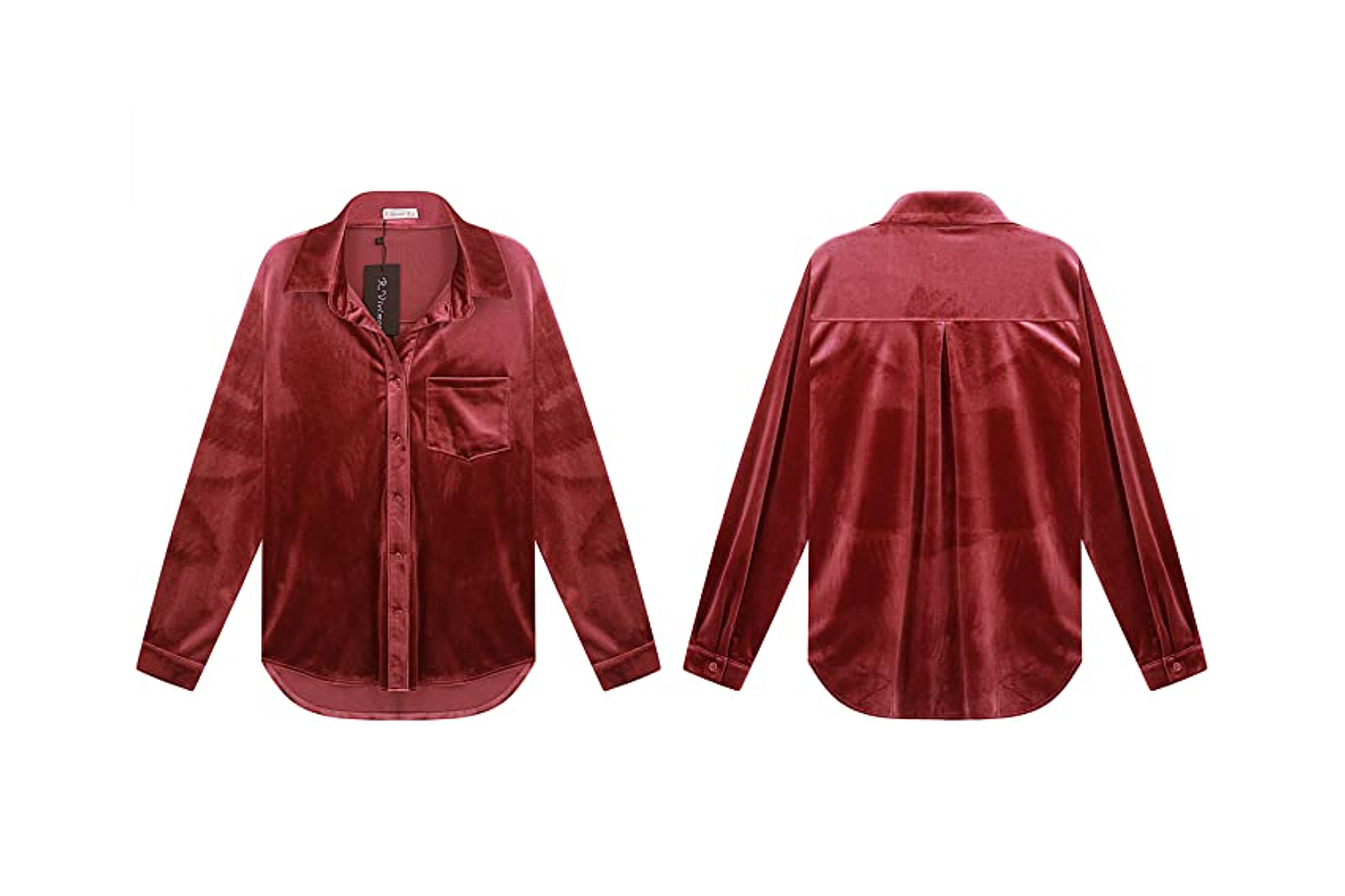 R.Vivimos Women's Winter Velvet Long Sleeve Button Down Top