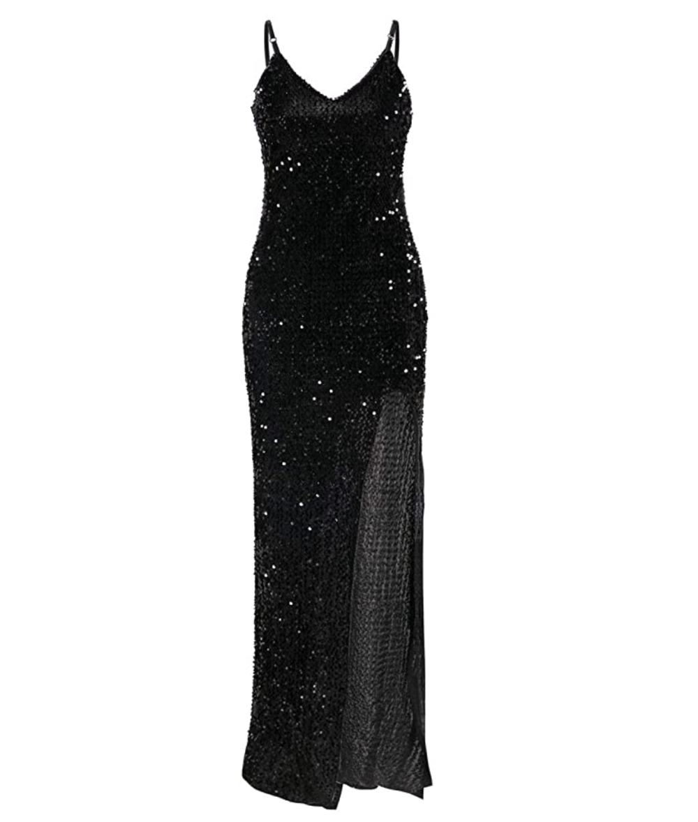 BerryGo Women's Sexy V Neck Bodycon Sequin Gown