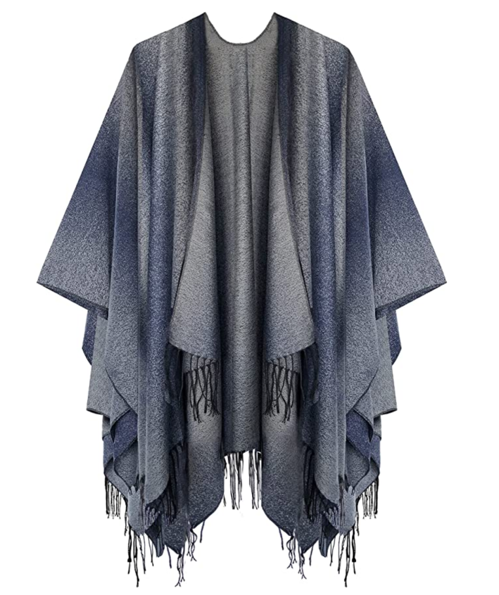 Urban CoCo Women's Printed Tassel Poncho Wrap