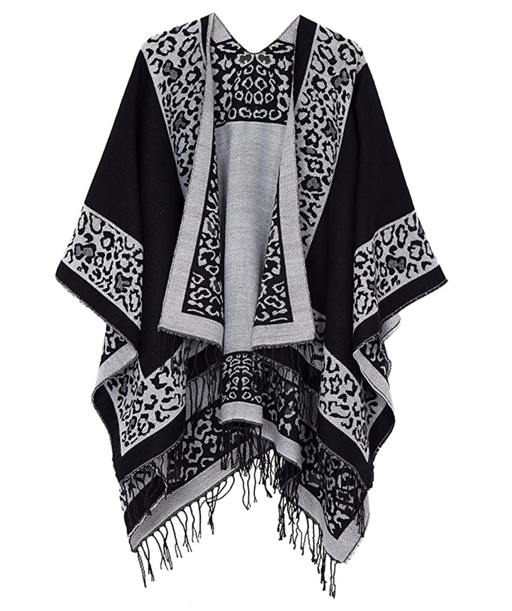 Urban CoCo Women's Printed Tassel Poncho Wrap