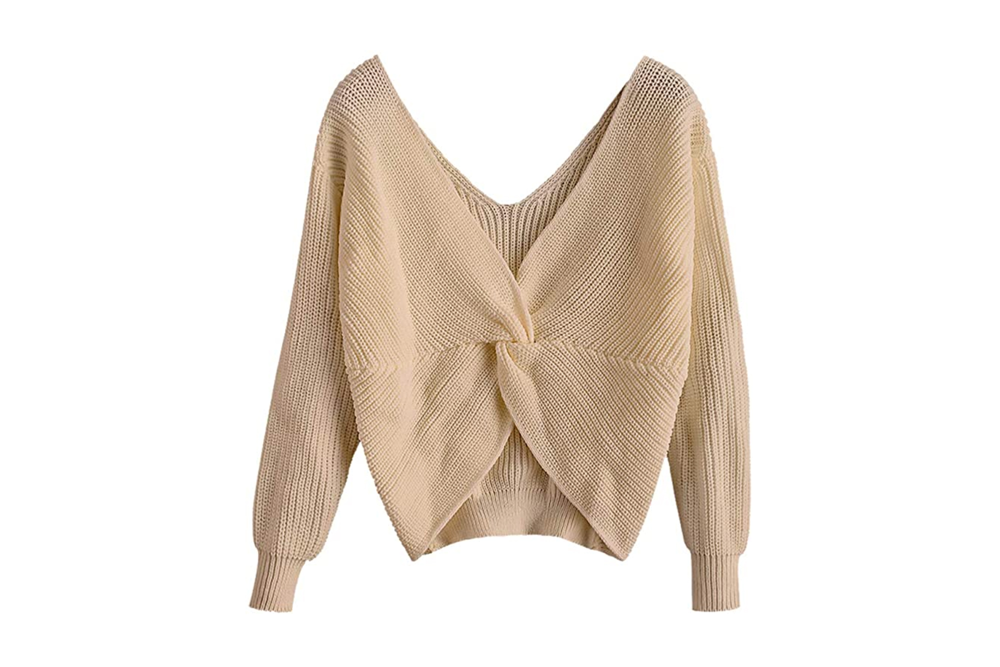 ZAFUL Women's V-Neck Criss Cross Twisted Sweater