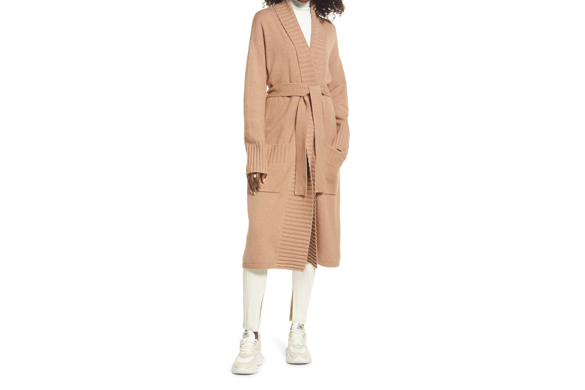 Open Edit Belted Long Cardigan