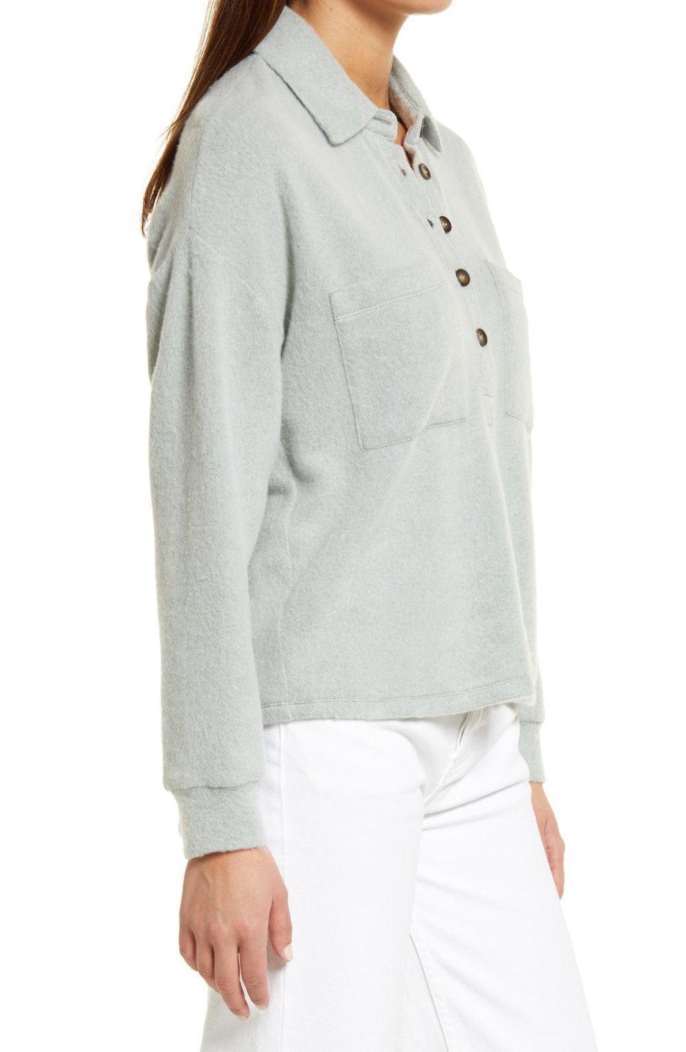 Open Edit Women's Cozy Polo Knit Top