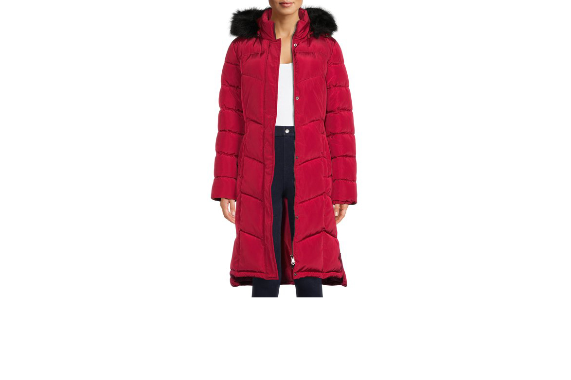 red puffer coat