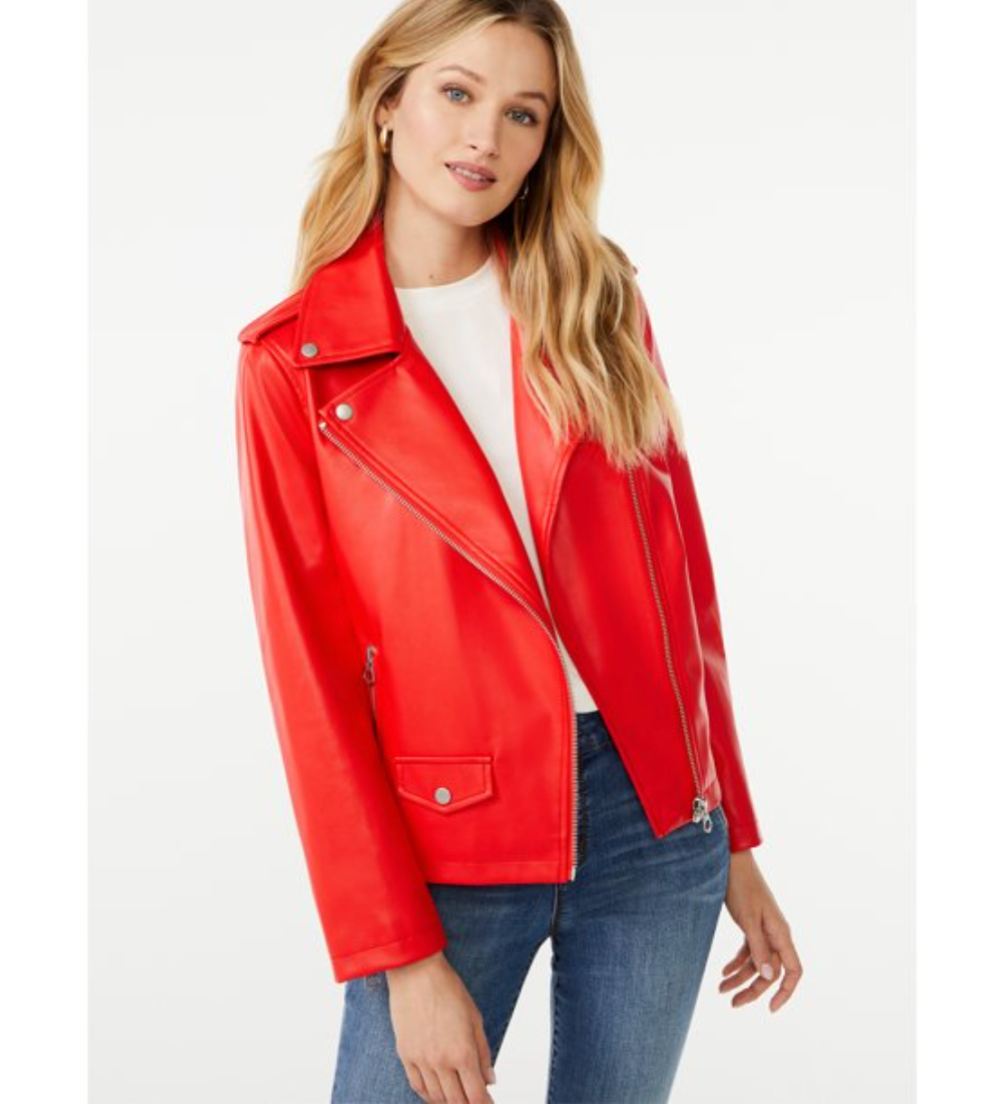 Scoop Women's Faux Leather Moto Jacket