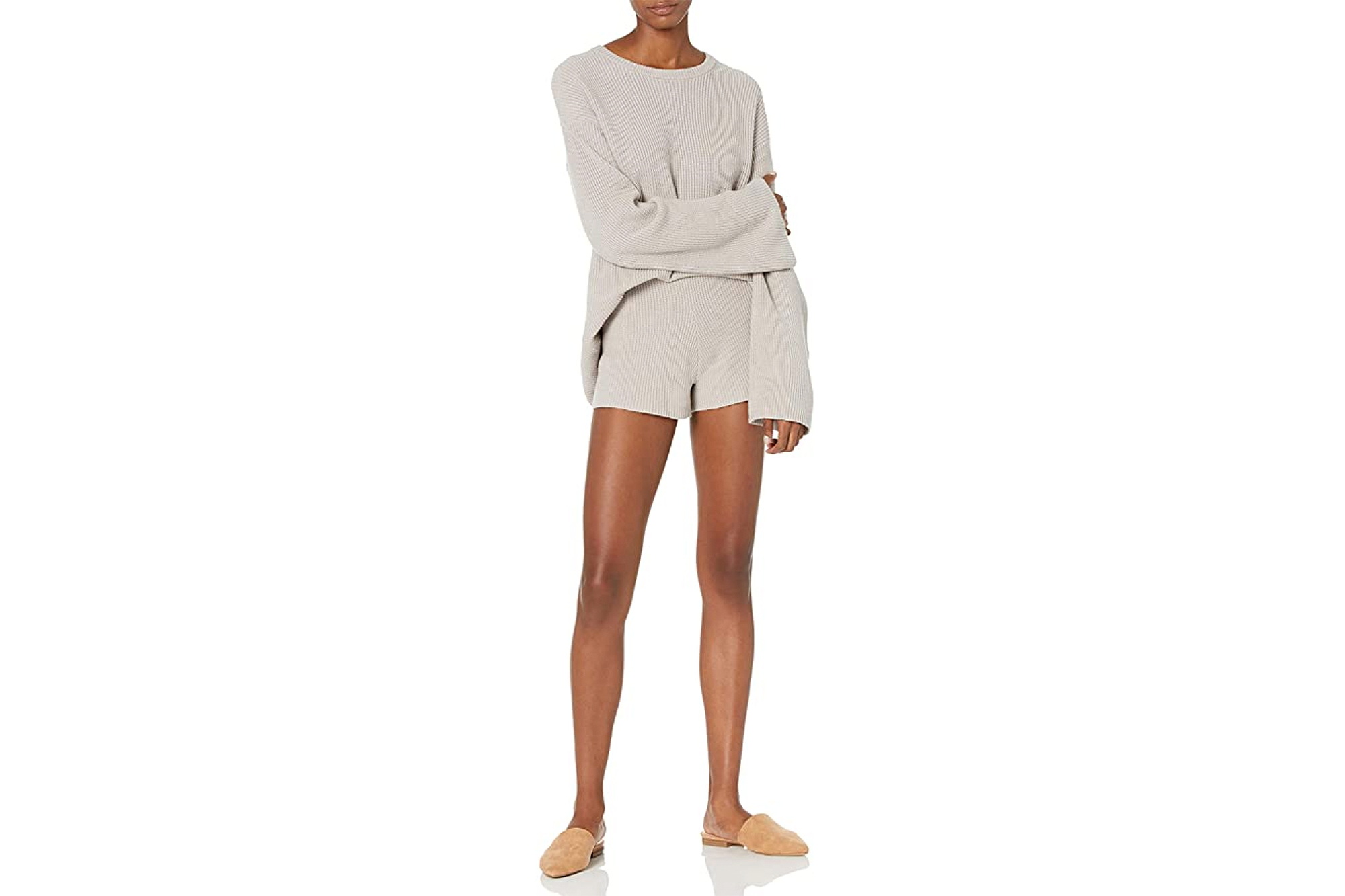 The Drop Women's Alice Crewneck Back Slit Ribbed Pullover Sweater