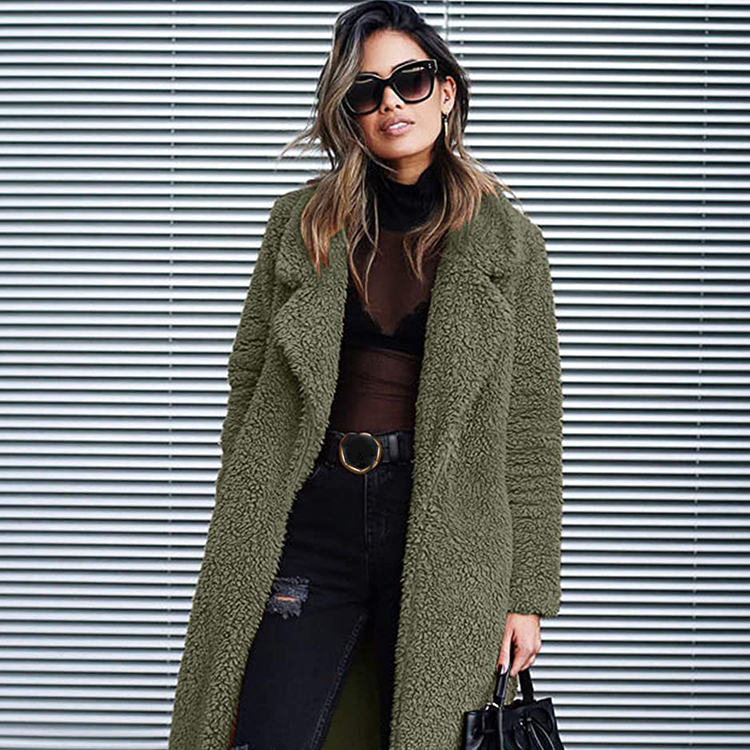 green teddy coat