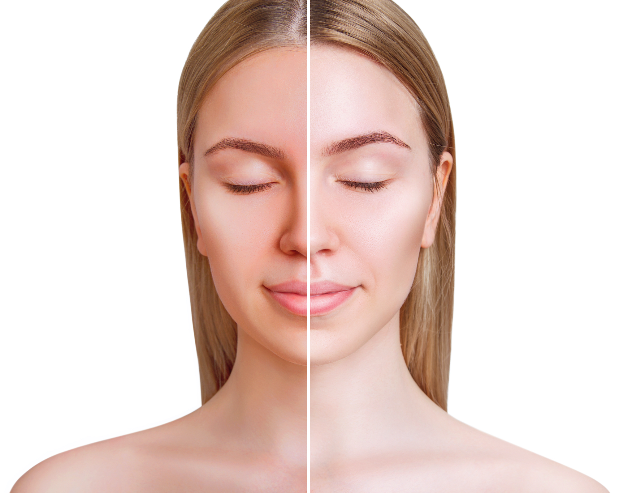 Before-After-Face-Tan-Stock-Photo