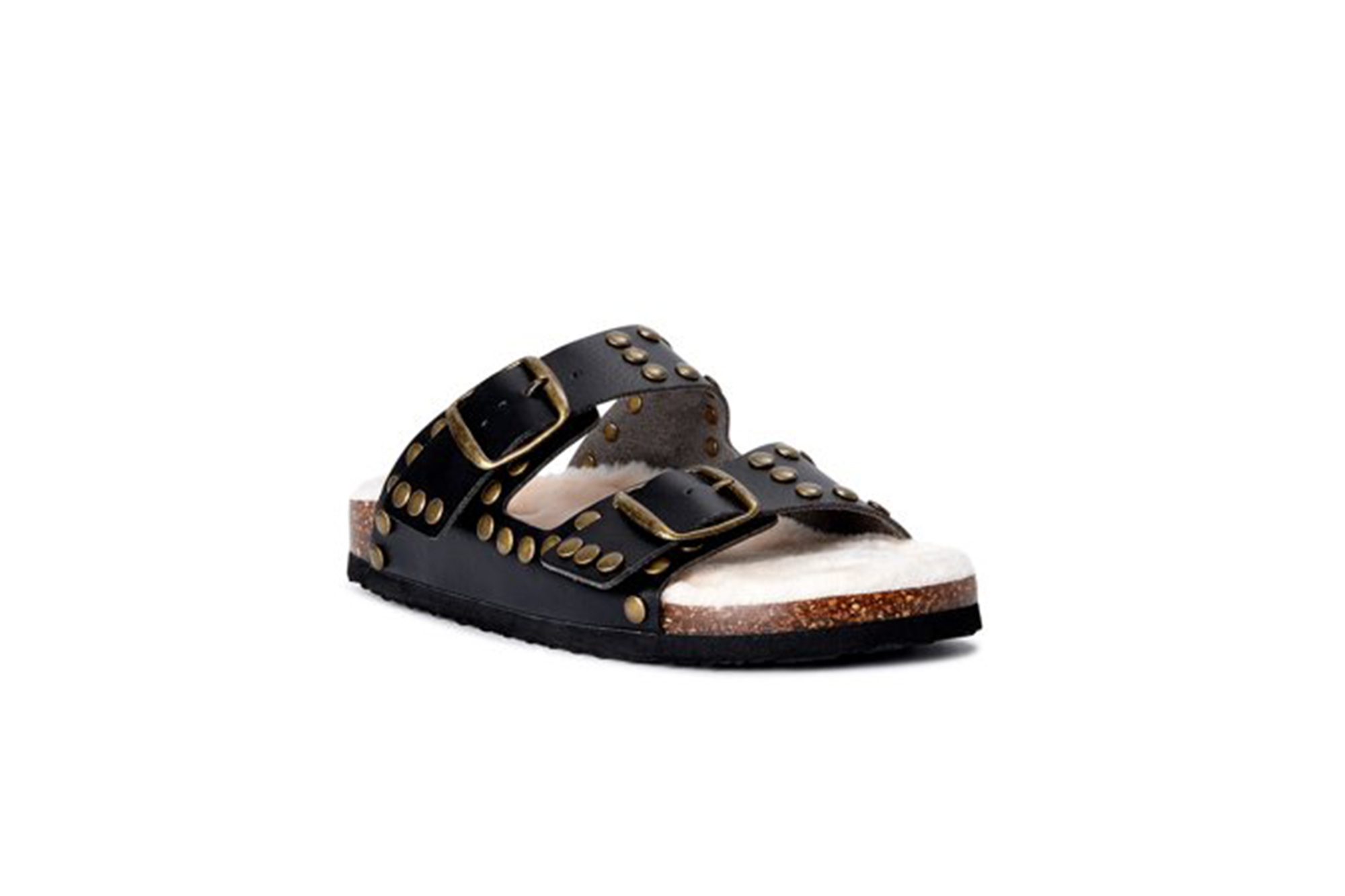 Scoop Women's Studded Faux Shearling Double Strap Sandals
