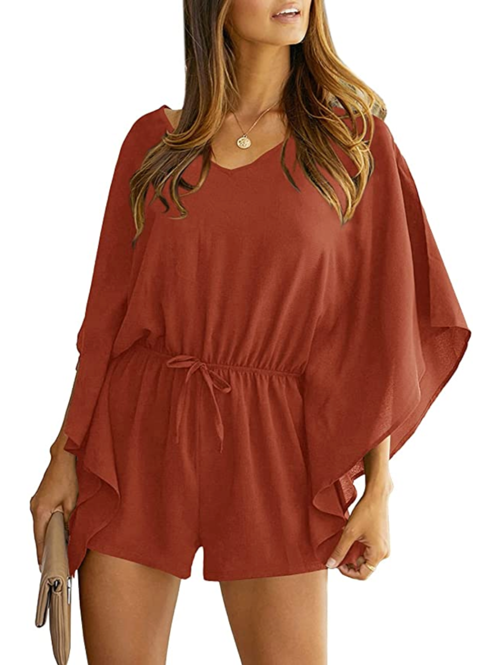 Bigyonger Women's V Neck Loose Romper