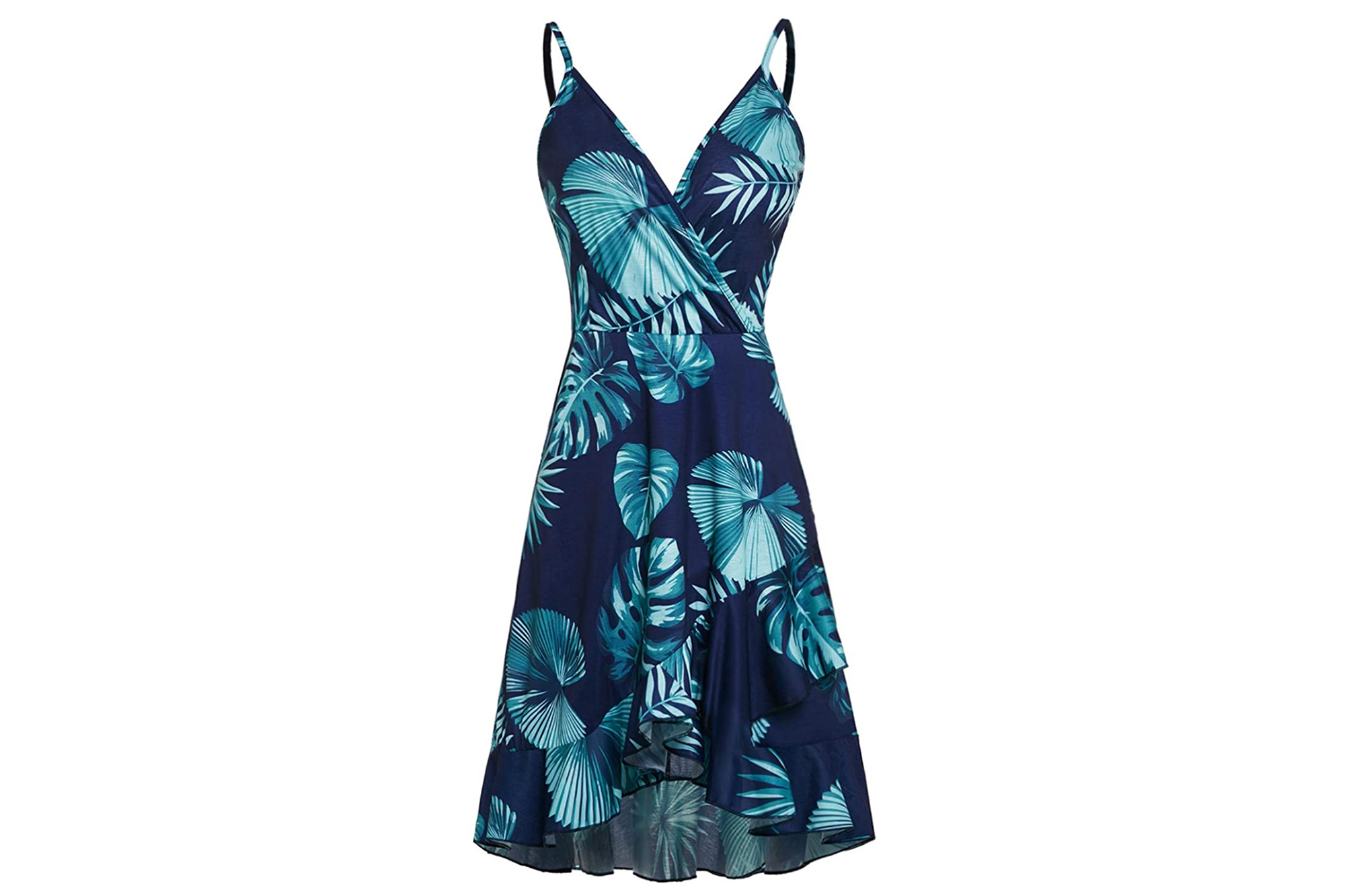 ULTRANICE Wrap V Neck Ruffle Dress