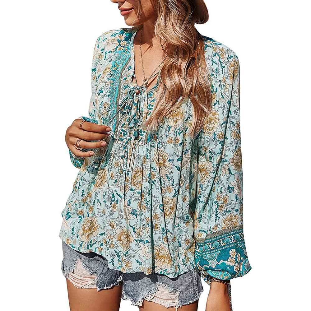 amazon-prettygarden-floral-flowy-top-teal